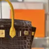 Hermès Birkin 30 Brown/Gold Crocodile Leather Gold Hardware – Custom Made Bag product view 4
