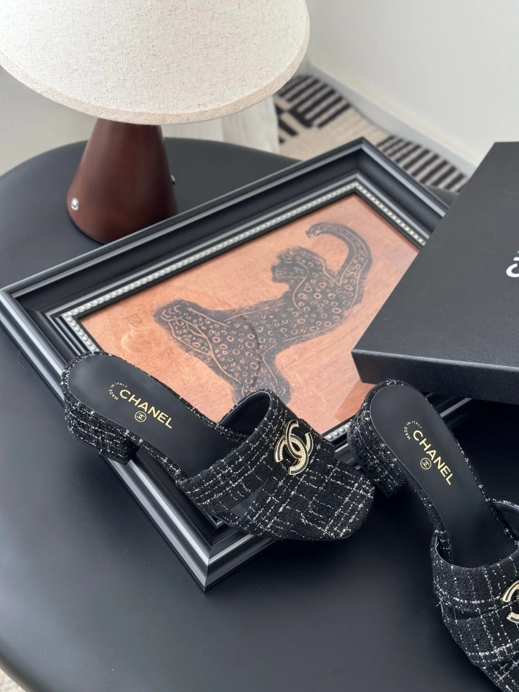 Chanel Women Black Tweed Mules product view 6