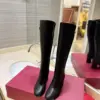 Valentino Women Black Leather Knee High Boots — Upper-Shaft Buckle Detail product view 4