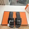 Hermès Women Black Leather Slide Sandals product view 1