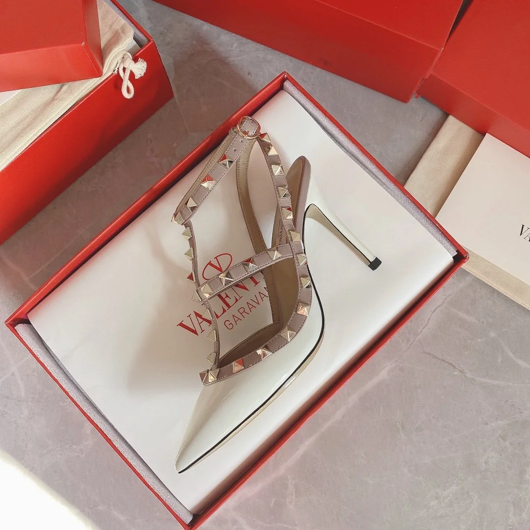 Valentino Women White Patent Leather Rockstud Pumps product view 4