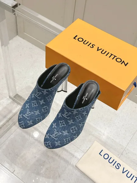 Louis Vuitton Women Blue Denim Mules product photo
