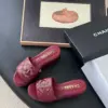 Chanel Women Burgundy Quilted Leather Slides — Chain-Woven CC Detail product view 5