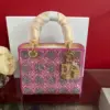 Dior Lady Bag Metallic Calfskin & Satin with Rose Des Vent product view 2