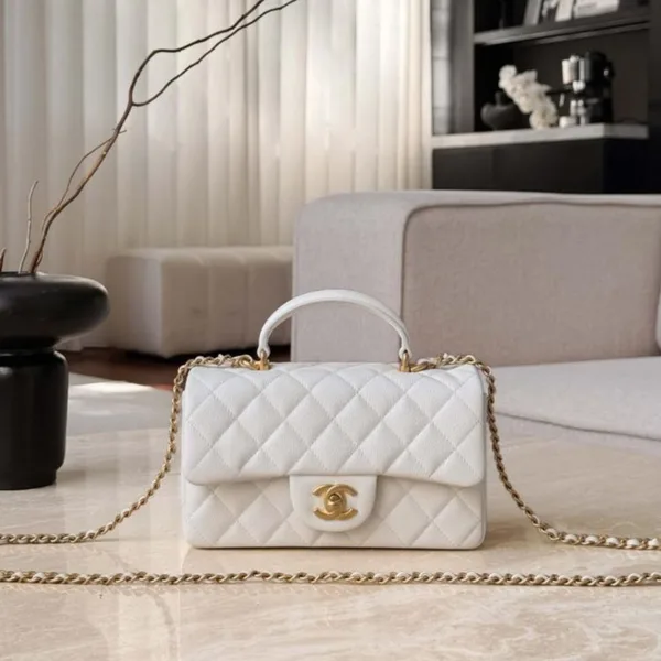 Chanel Small Classic Flap Top Handle White Bag product photo