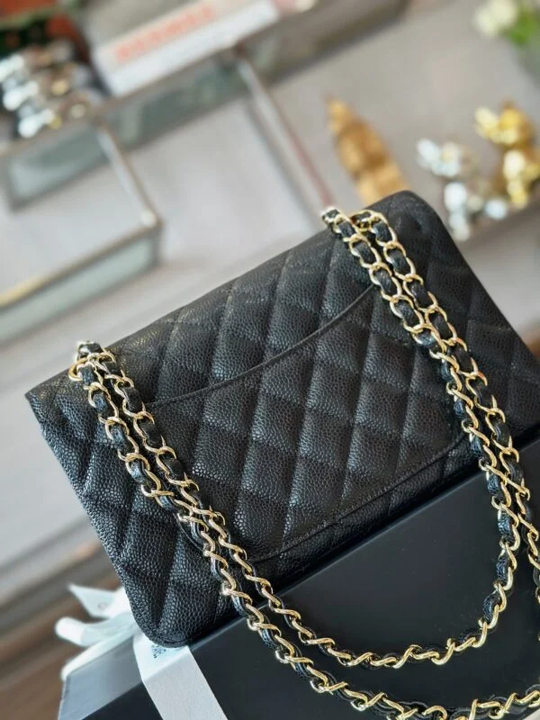 Chanel Classic Handbags With Lock Gold Black Leather 23 cm product view 7