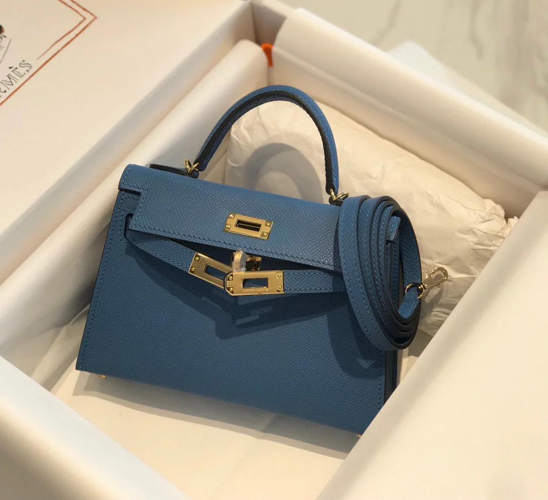 Hermès Mini 20 Blue Epsom Gold Hardware Bag product view 5