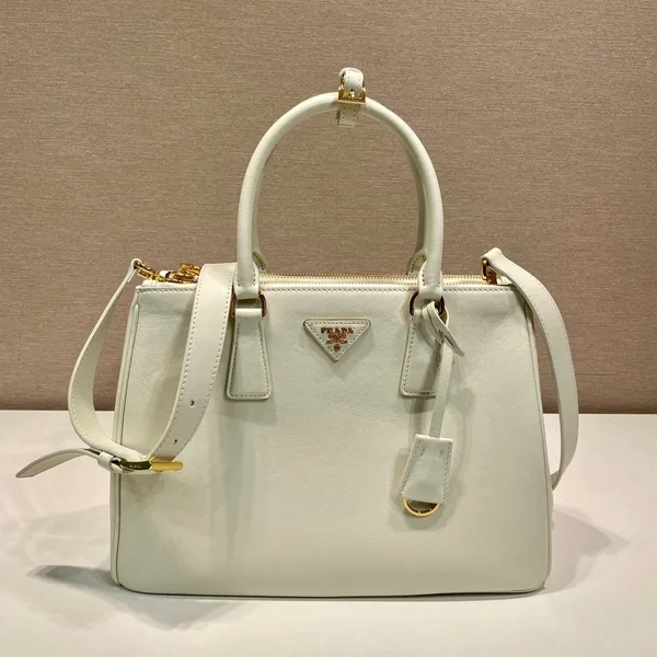 Prada Large Galleria Bag 32 In White Smooth Calfskin Gold Hardware product photo
