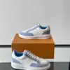Louis Vuitton Men White Blue Leather Suede Sneakers product view 4