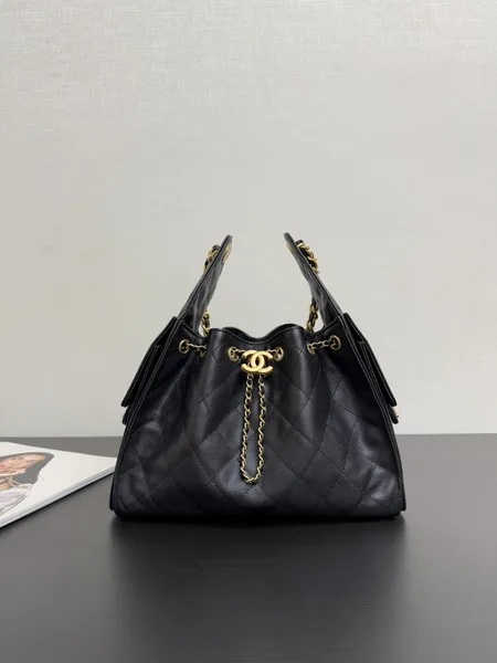 Chanel 25 Small Black Caviar Leather Gold Hardware Bag product photo