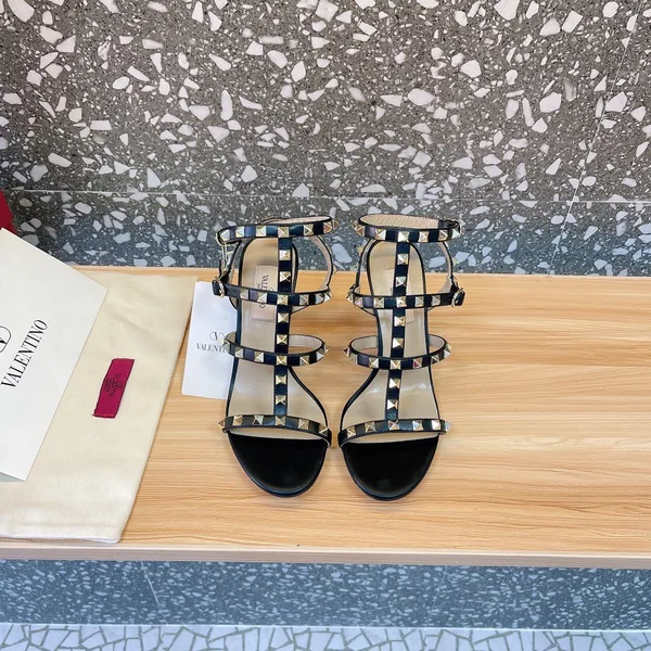 Valentino Women Black Leather Studded Strappy Heels product photo