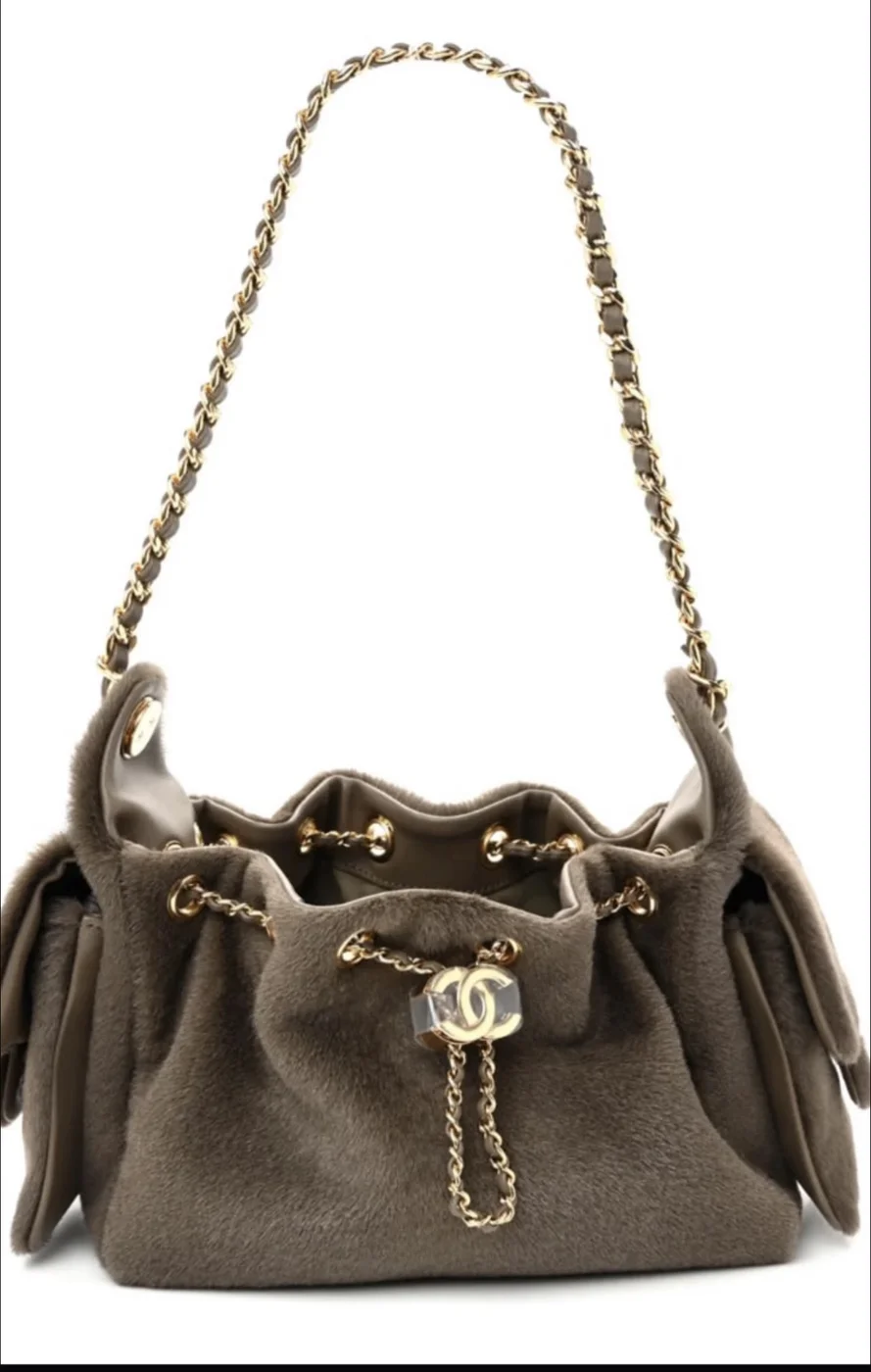 Chanel Pony Hair Khaki Color Gold Hardware Bag product view 1