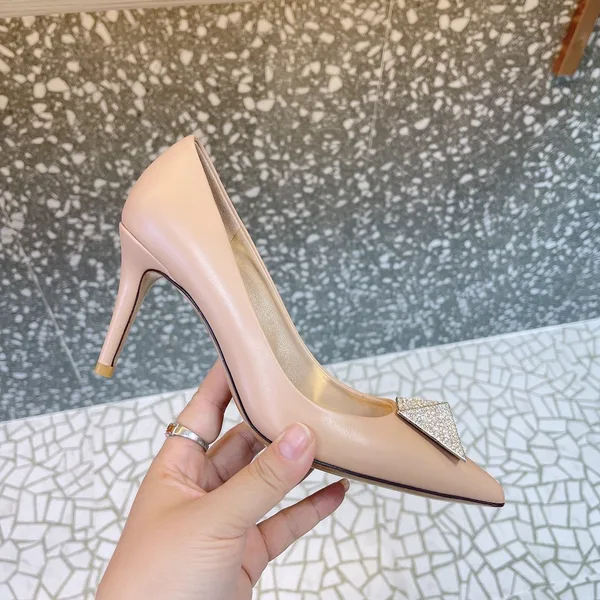 Valentino Women Beige Leather Pointed Toe Pumps product photo