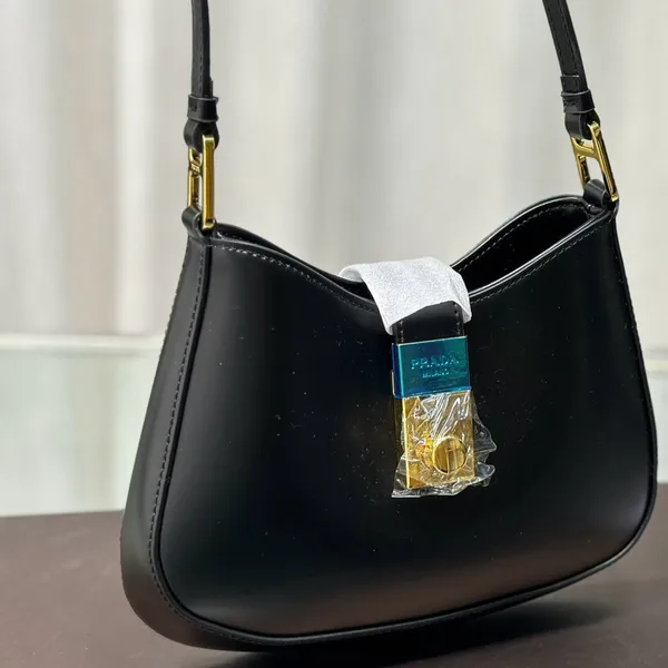 Prada Cleo Shoulder Bag 26 In Black Brushed Lambskin Gold Hardware product photo