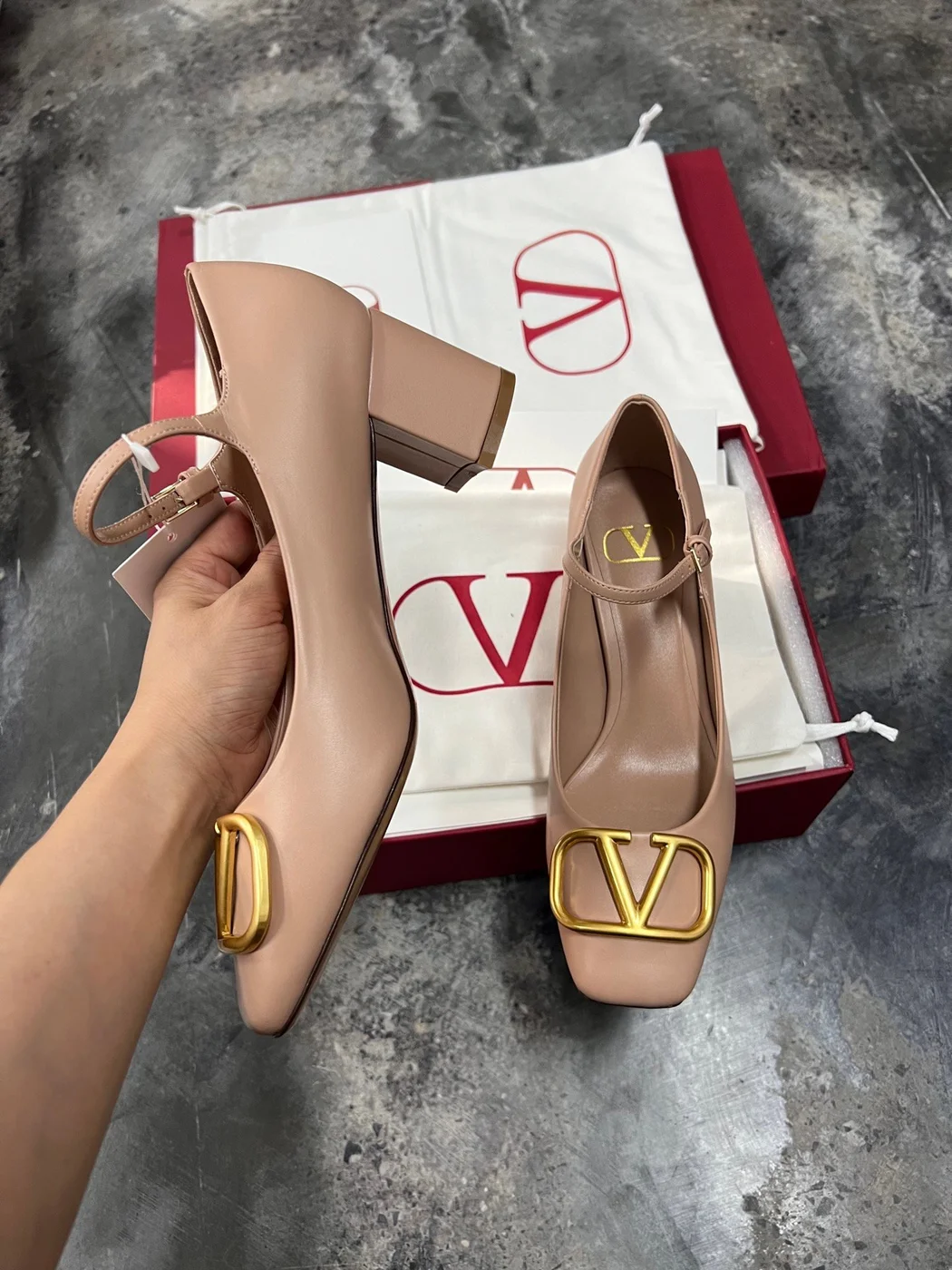 Valentino Women Beige Leather Mary Jane Flats product view 2