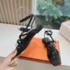 Hermès Women Black Leather Strappy Sandals — Link-Detail T-Strap product view 5