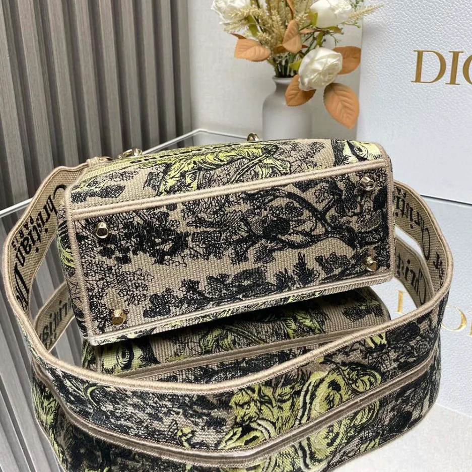 Dior Medium Dioriviera Lady D-Lite Bag — Black and Yellow Pattern product view 7
