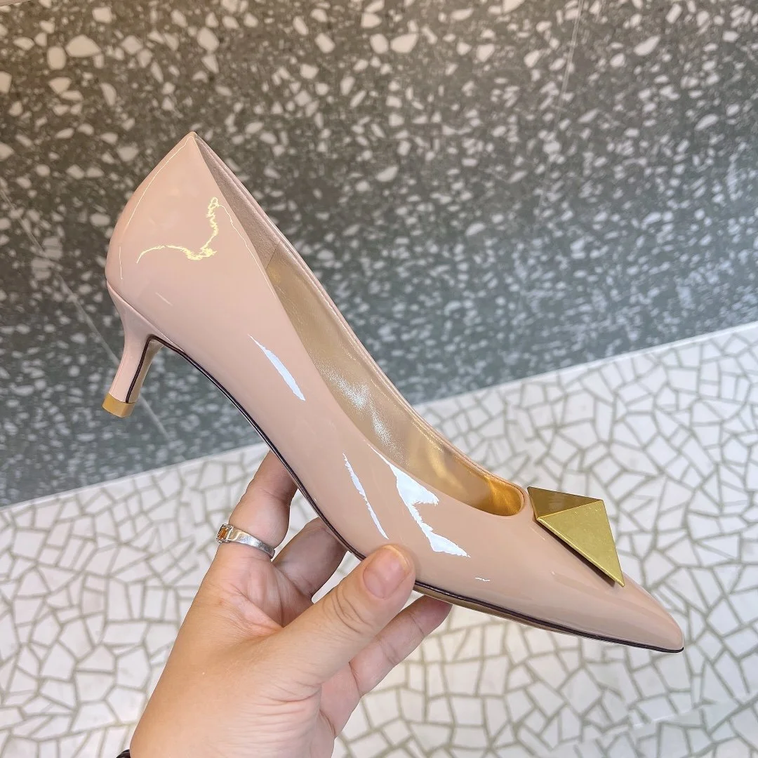 Valentino Women Nude Pointed-Toe Pumps with Gold-Tone Toe Detail product view 1