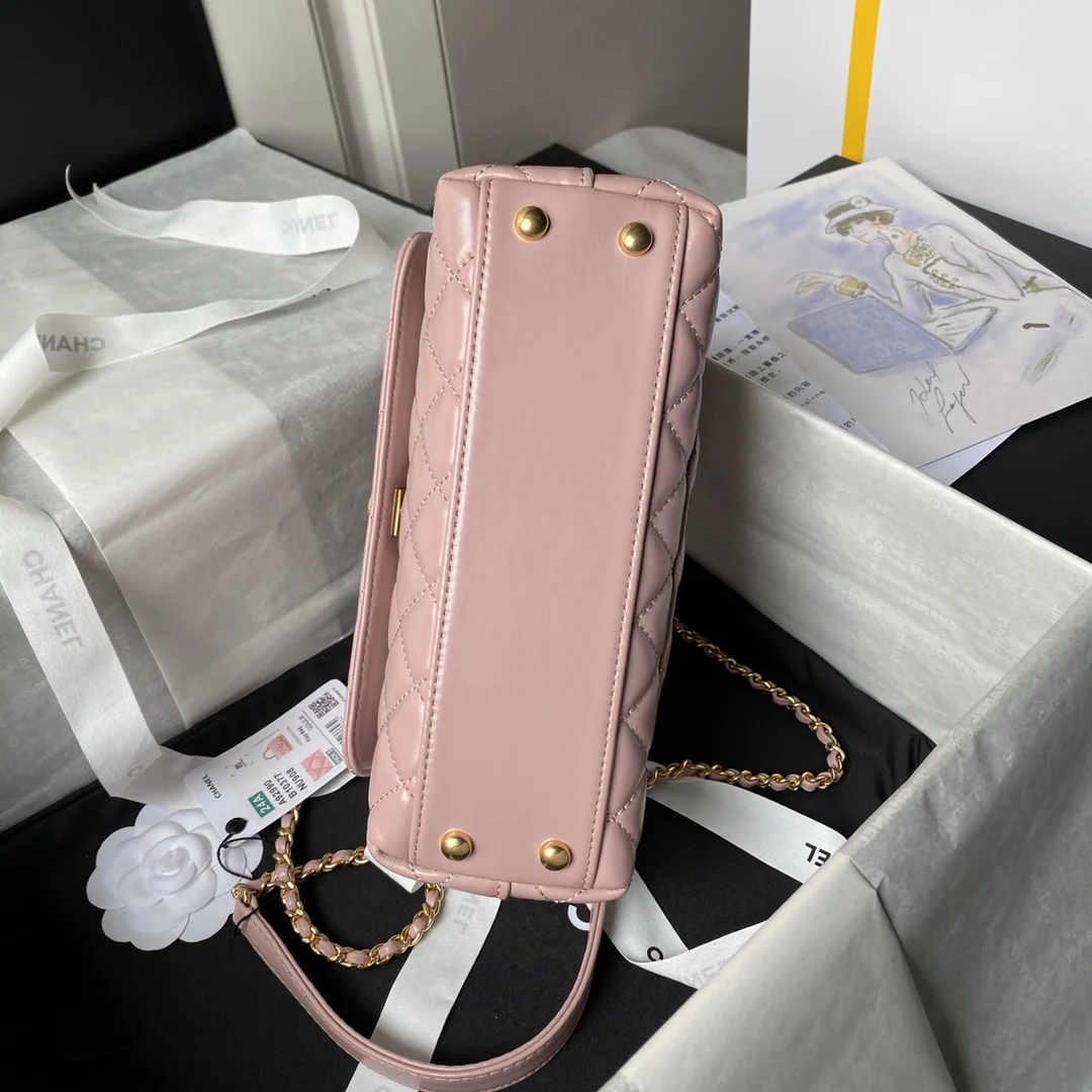 Chanel 22B Small Quilted Top-Handle Flap Bag — Dusty Pink product view 5