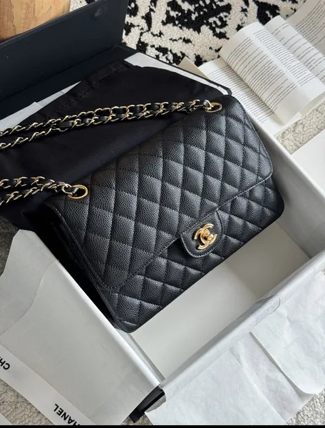 Chanel Classic Flap medium Black Gold Hardware Bag product photo