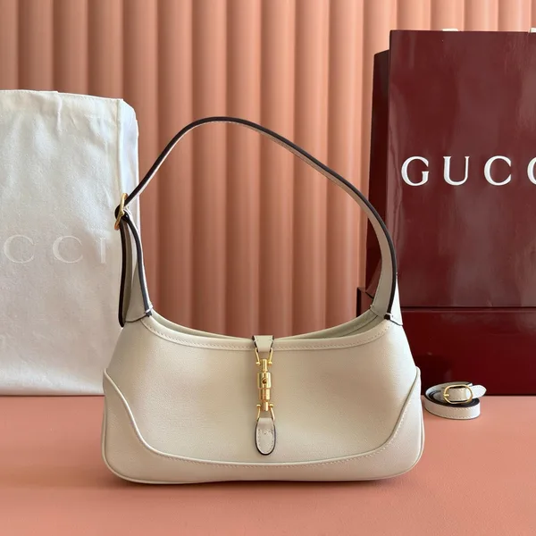 Gucci 26S Jackie Slim Shoulder Bag 27 In Cream White Calfskin product photo