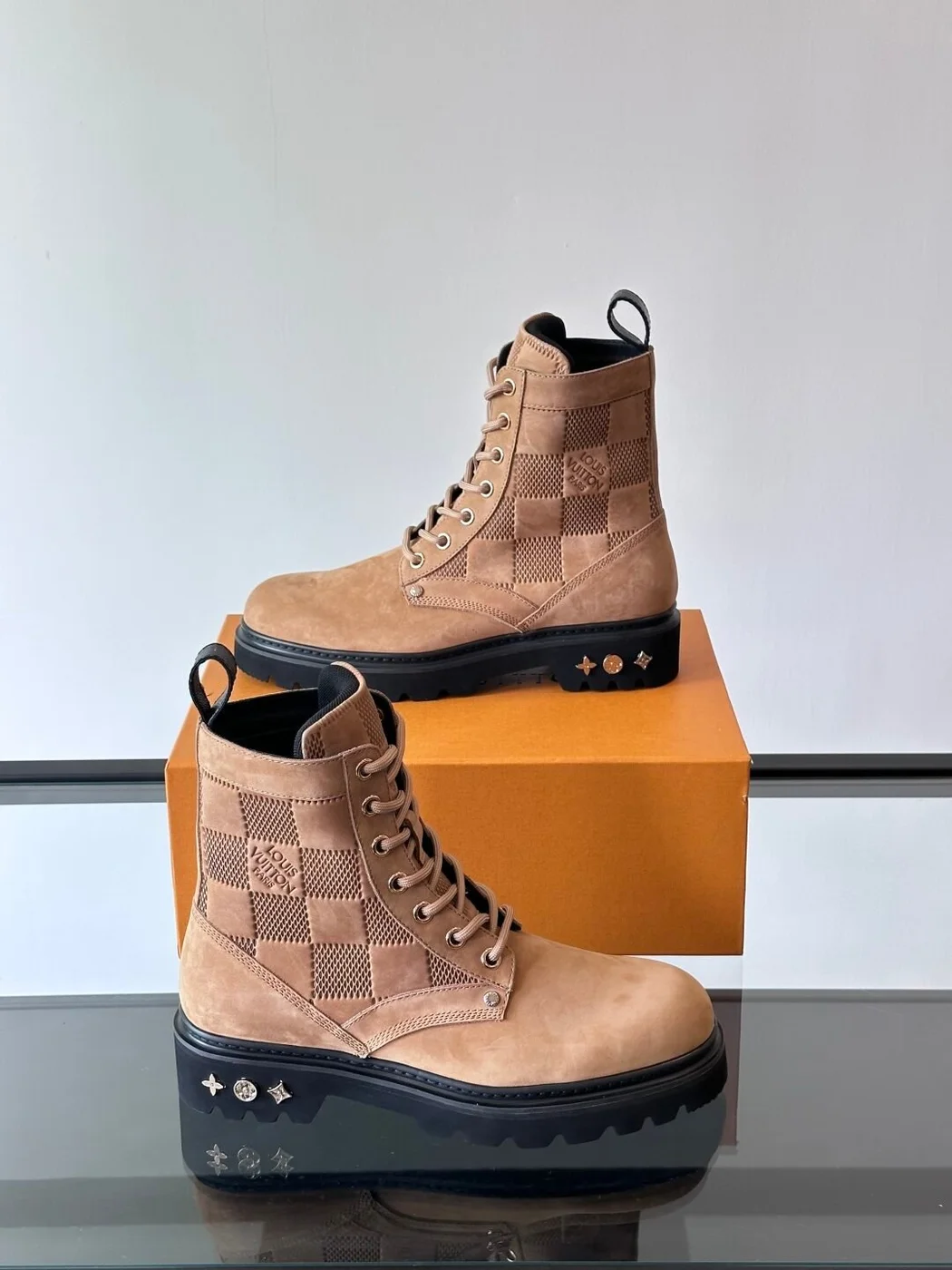 Louis Vuitton Men Beige Nubuck Leather Boots product view 4