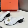 Hermès Women White Leather Heels product view 4