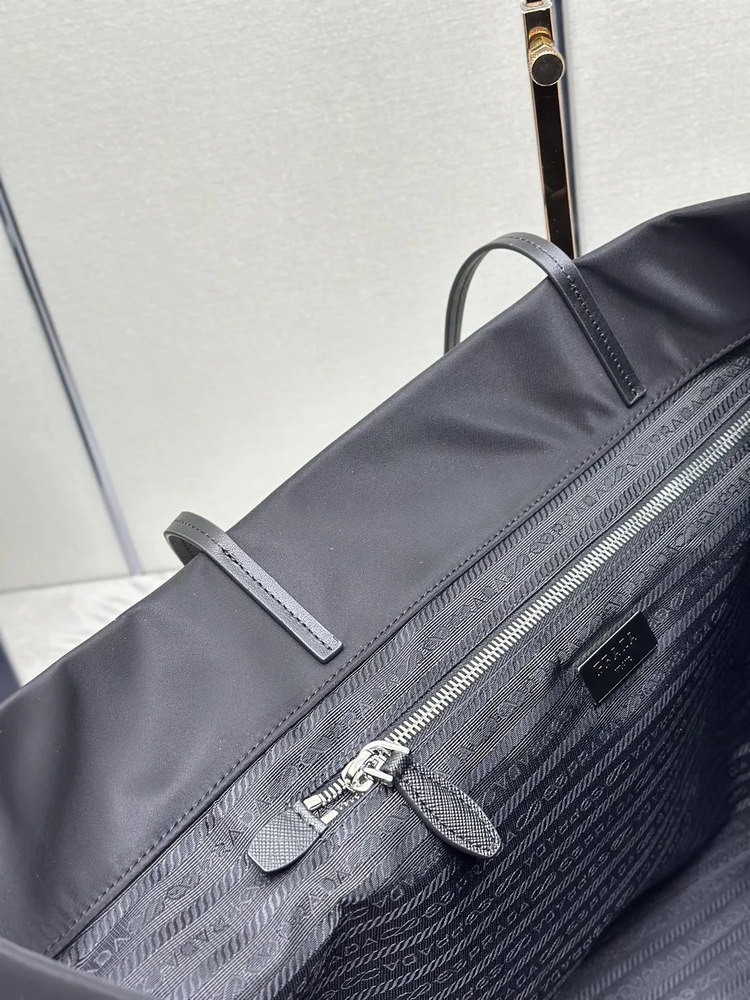 Prada Medium Shopping Bag 40 In Black Re-Nylon Fabric product view 5