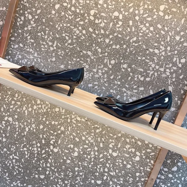 Valentino Women Black Patent Leather Pumps — VLogo Heel Detail product view 5