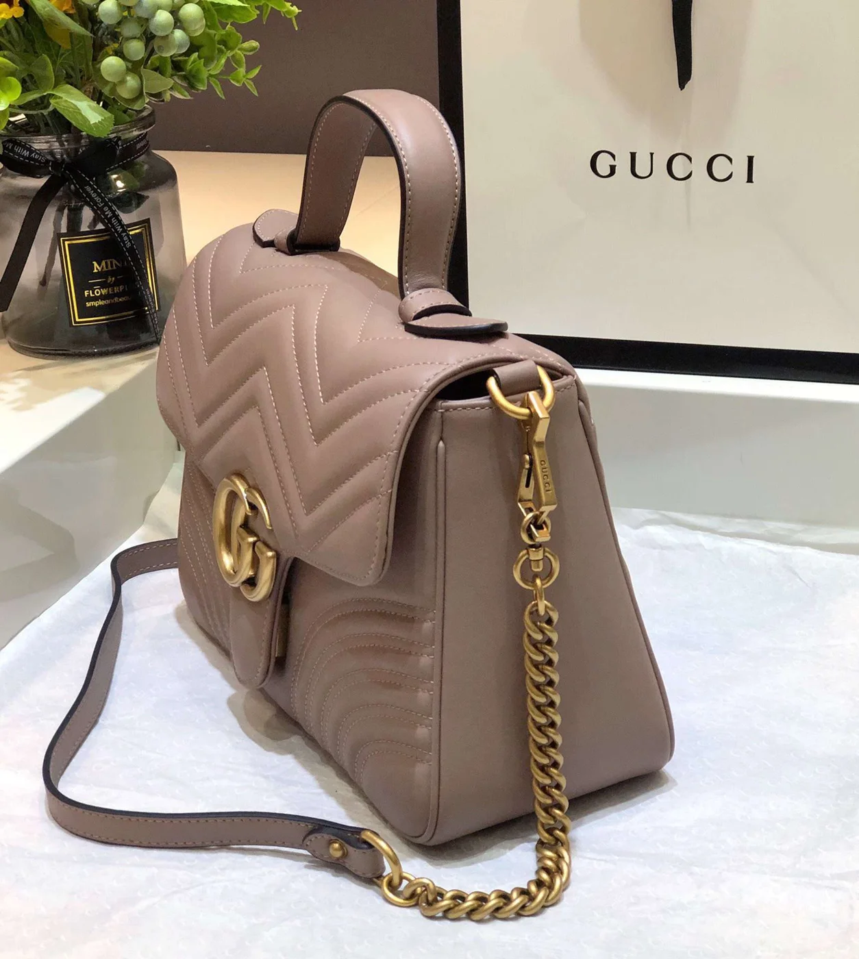 Gucci Marmont Top Handle Women’s Handbag with Gold Buckle 27 cm product view 4