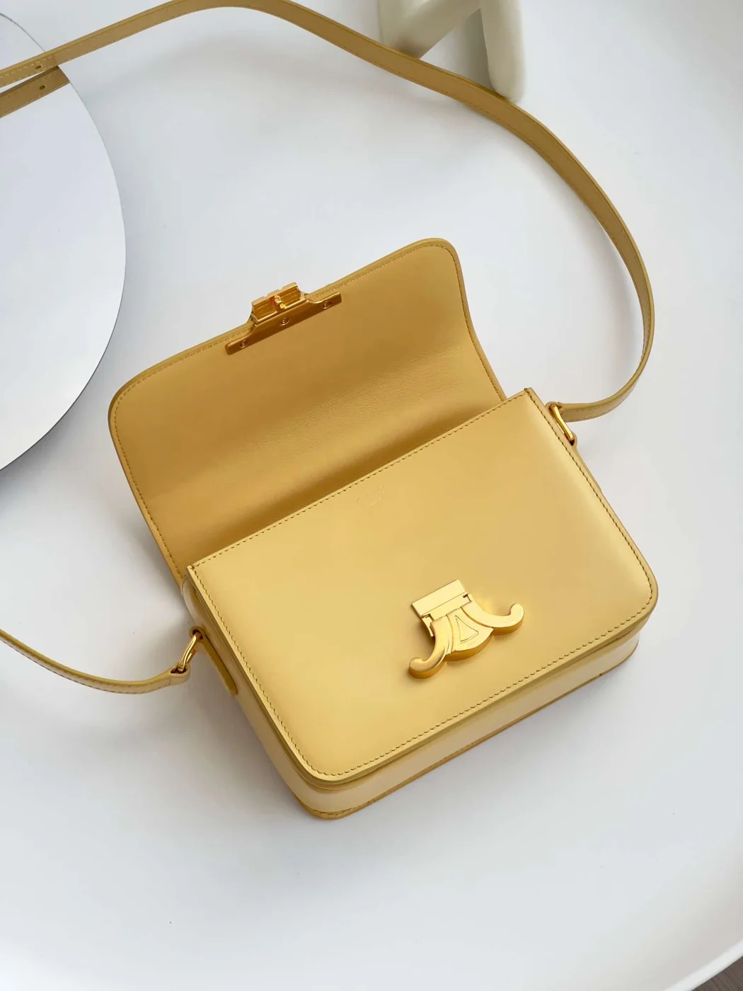 Celine Mini Handbag Orange Yellow Smooth Leather 19 cm product view 4
