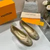 Louis Vuitton Women Gold Metallic Mesh Ballet Flats product view 1