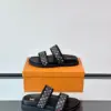 Louis Vuitton Men Black Canvas Double Strap Slides product view 4