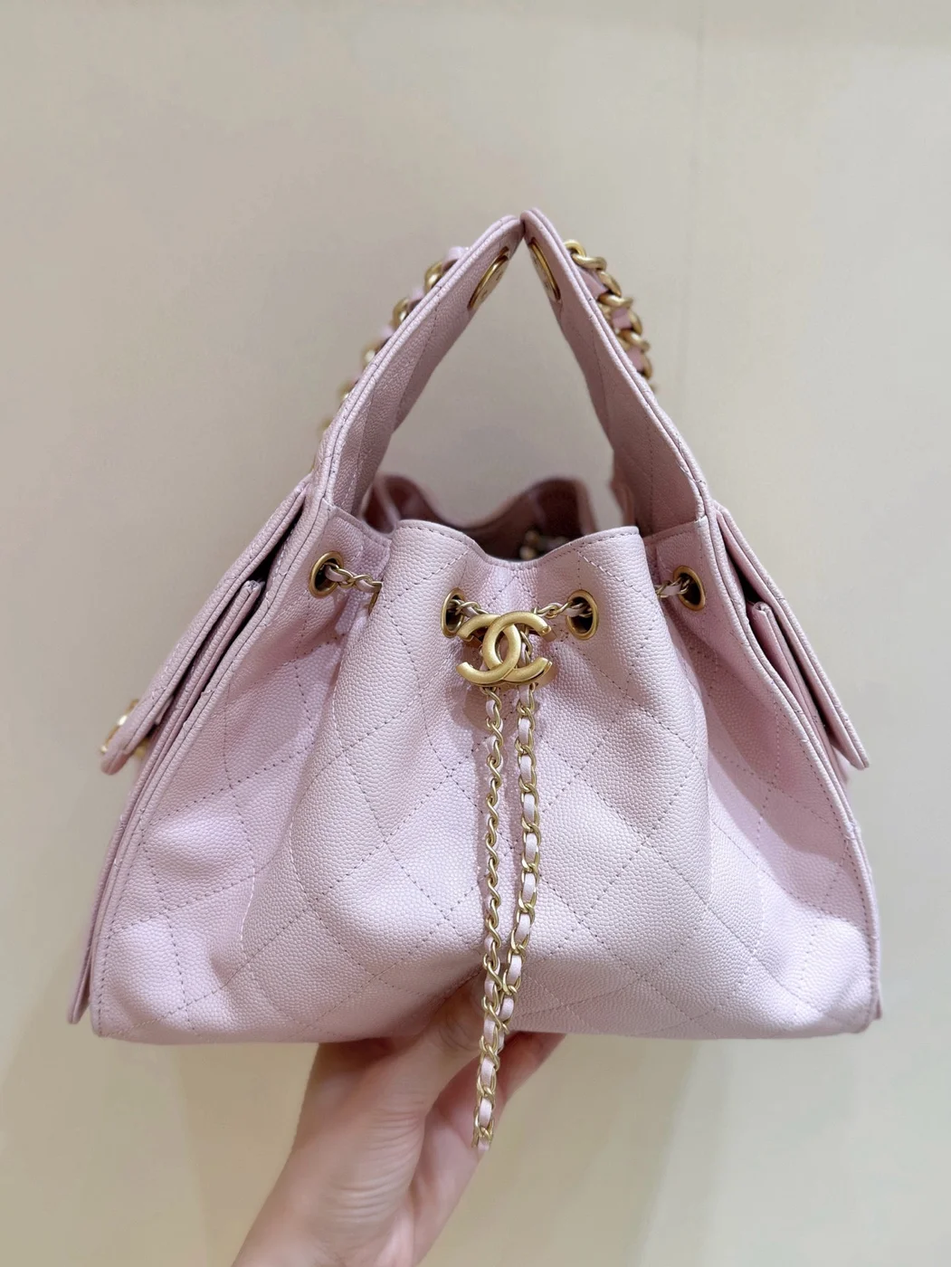 Chanel 25 Handbag In Pastel Pink With Gold Hardware product view 4