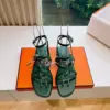Hermès Women Green Sandals — Dark Green Link-Detail T-Strap product view 1