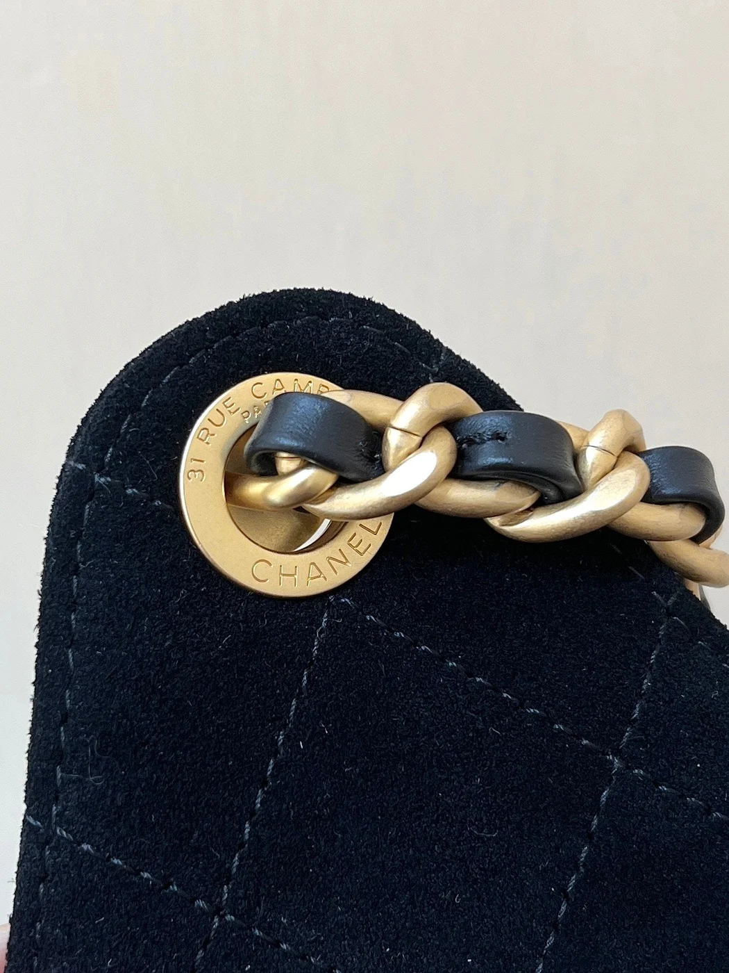 Chanel 25 Handbag 30 In Black Suede Gold Hardware product view 2