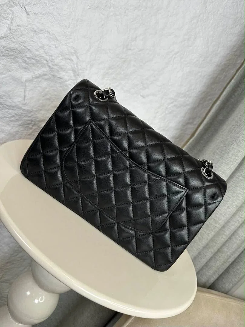 Chanel Classic Flap Medium Lambskin Silver Hardware Bag product view 8