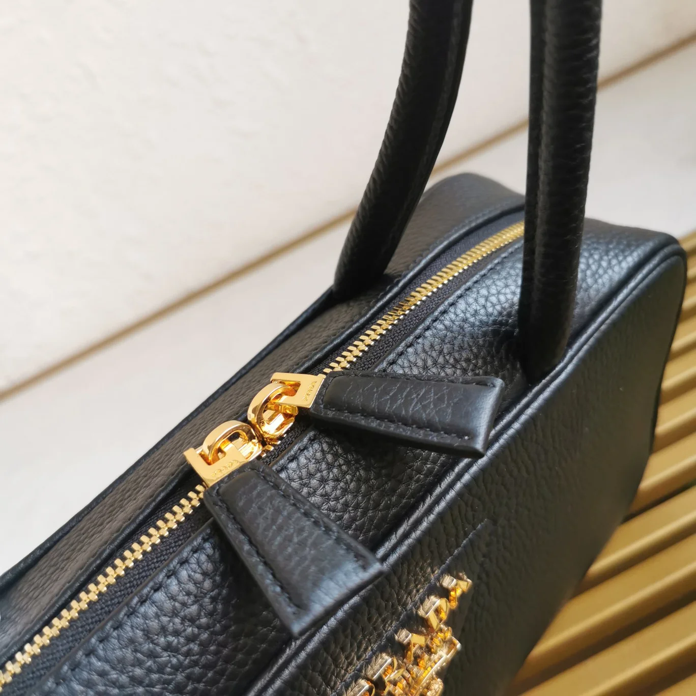 Prada Medium Leather Top-Handle Bag in Black product view 6