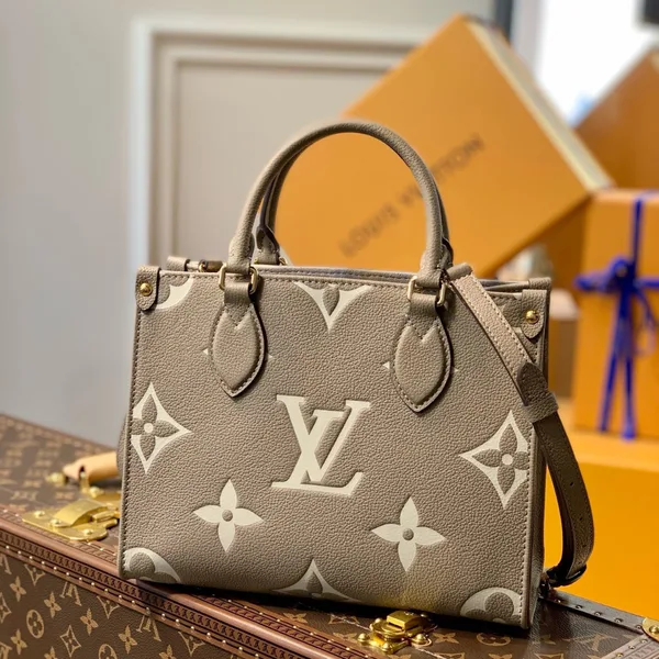 Louis Vuitton Onthego Woman’s Grey Cowhide Leather Handbags 25 cm product photo