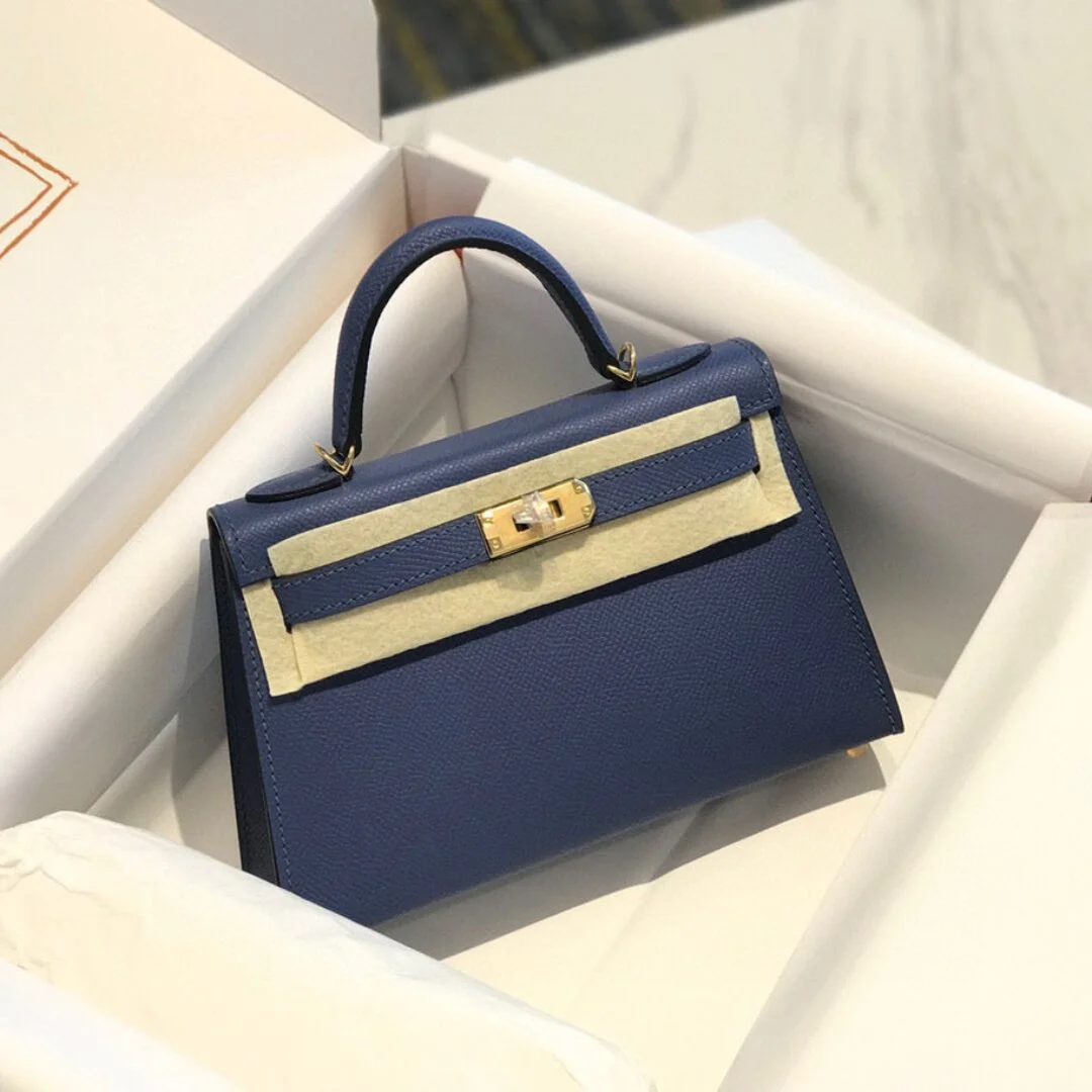 Hermès Mini Kelly Blue with gold-tone hardware Bag product view 1