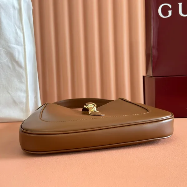 Gucci Jackie Small Shoulder Bag 27 In Tawny Brown Calfskin Gold Hardware product view 4