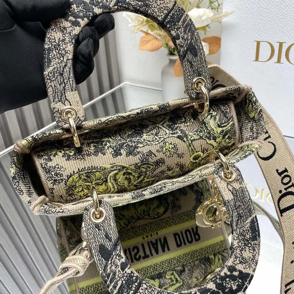 Dior Medium Dioriviera Lady D-Lite Bag — Black and Yellow Pattern product view 5