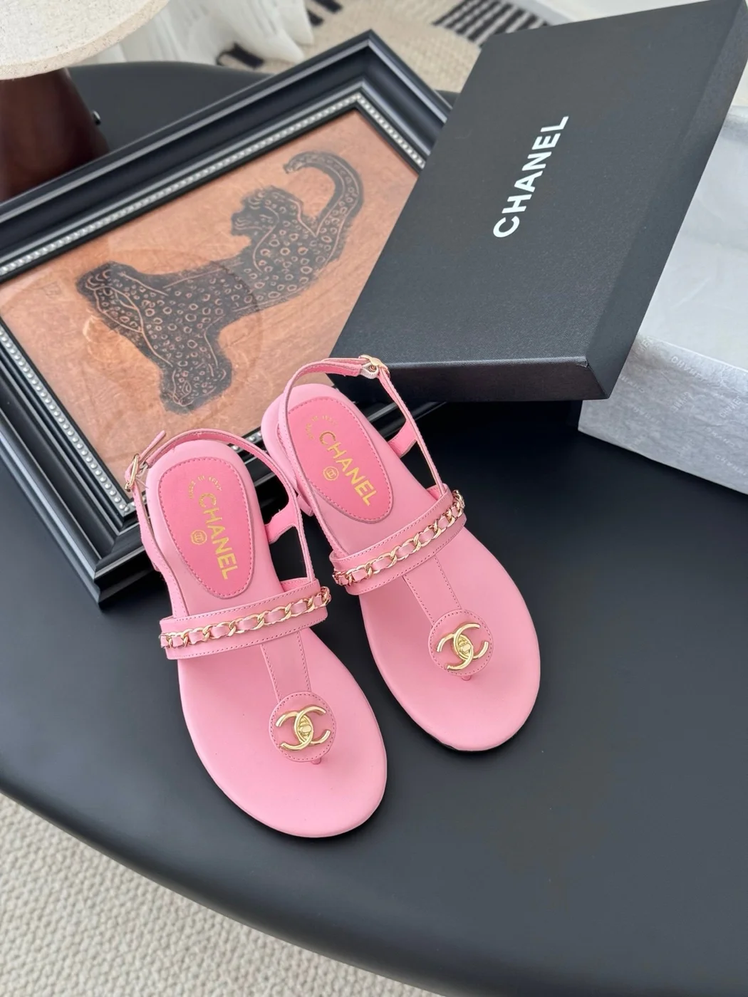 Chanel Women Pink Leather Sandals product view 6