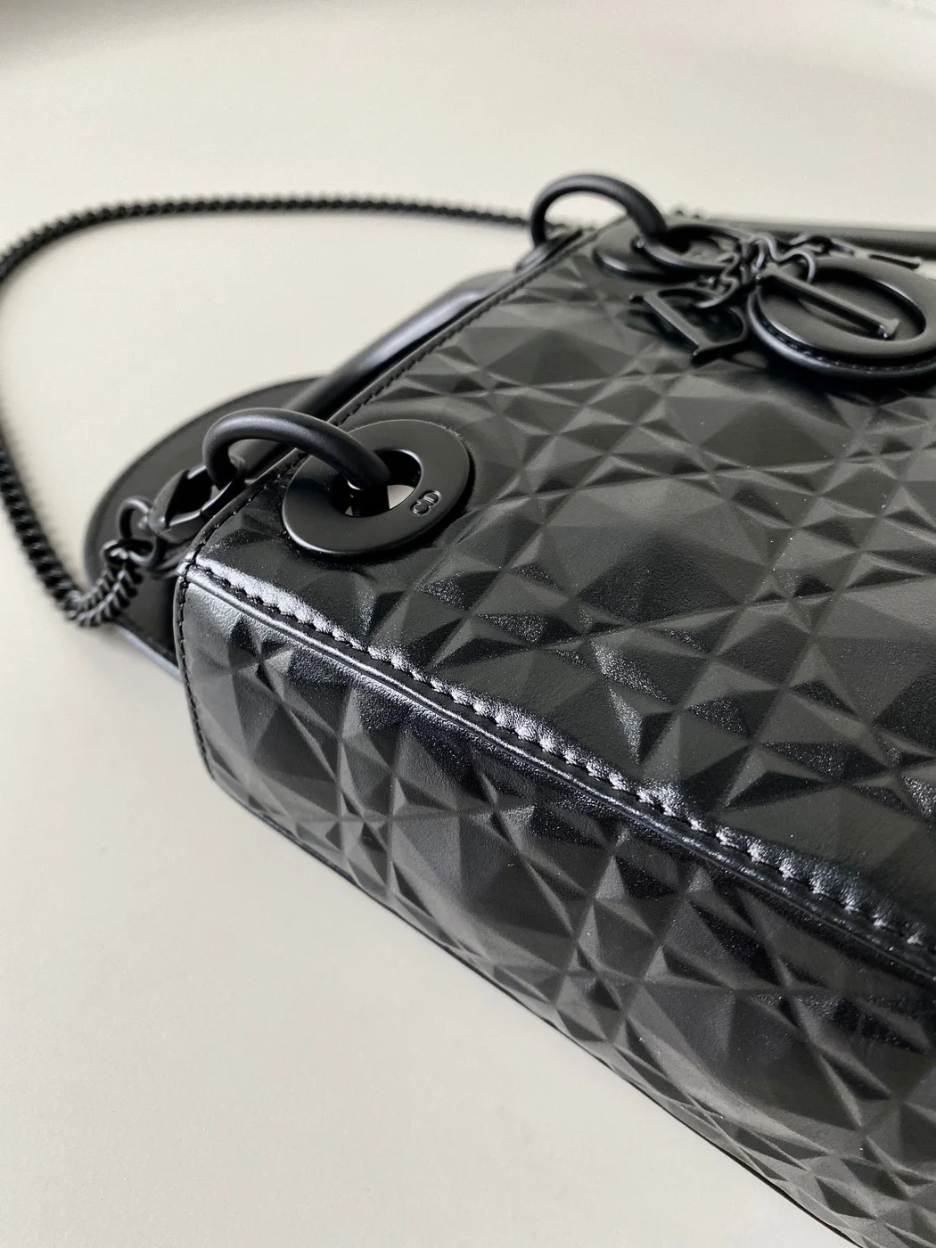 Dior Lady Matte Women’s Handbag Black Diamond Pattern 17 cm product view 8