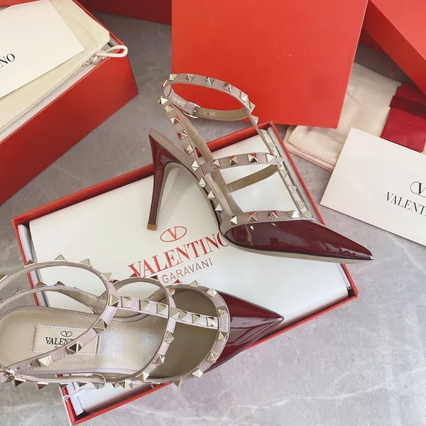 Valentino Women Red Patent Leather Rockstud Flats product view 6
