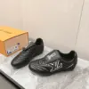 Louis Vuitton Women Black Leather Sneakers — Outlined LV Side Detail product view 3