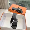 Hermès Women Black Leather Slide Sandals product view 4