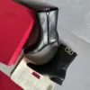 Valentino Women Black Leather Ankle Boots — Side-Zip VLogo Detail product view 1
