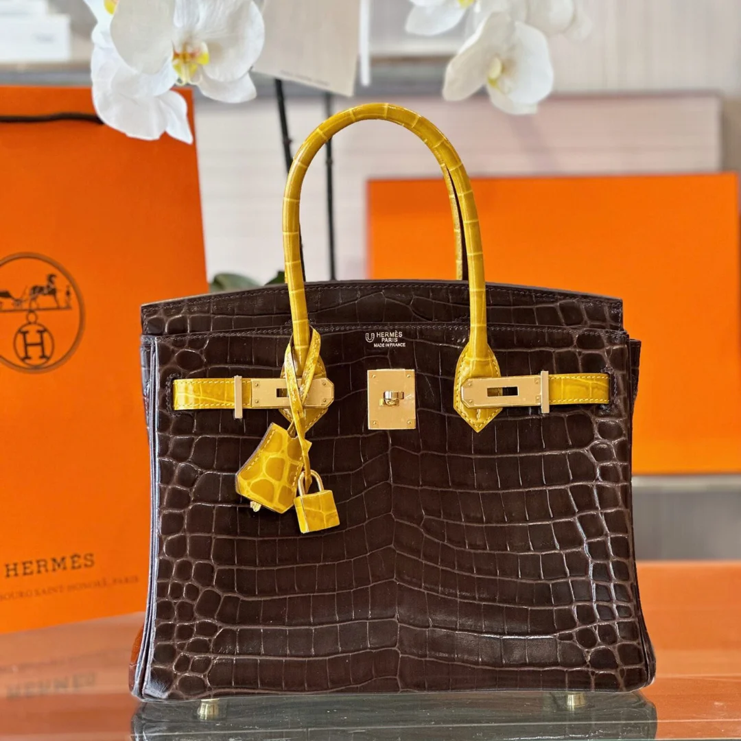 Hermès Birkin 30 Brown/Gold Crocodile Leather Gold Hardware – Custom Made Bag product view 1