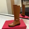 Valentino Women Brown Leather Knee High Boots — Ankle-Strap Detail product view 5